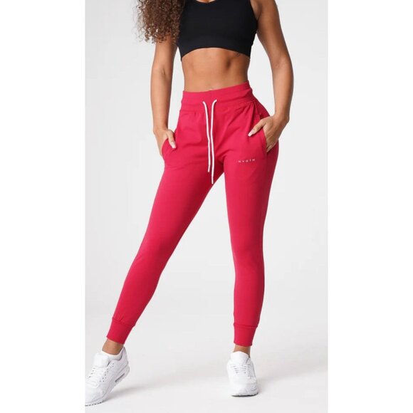 NVGTN Ruby Red Jogger Pant Women Small Athletic Athleisure Gym Workout Yoga - Picture 2 of 9